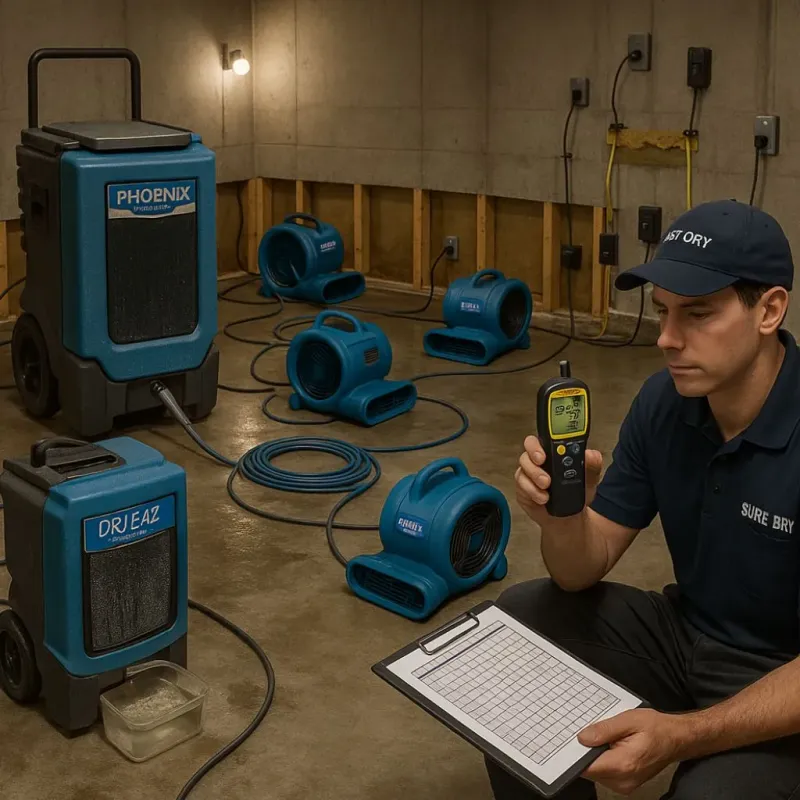 Structural Drying and Dehumidification process in Van, TX